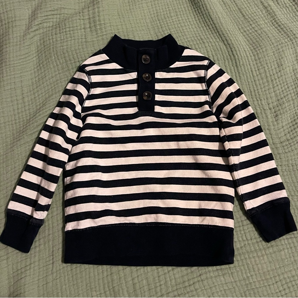 GAP Navy Blue and White Striped Sweater Polo Collar
